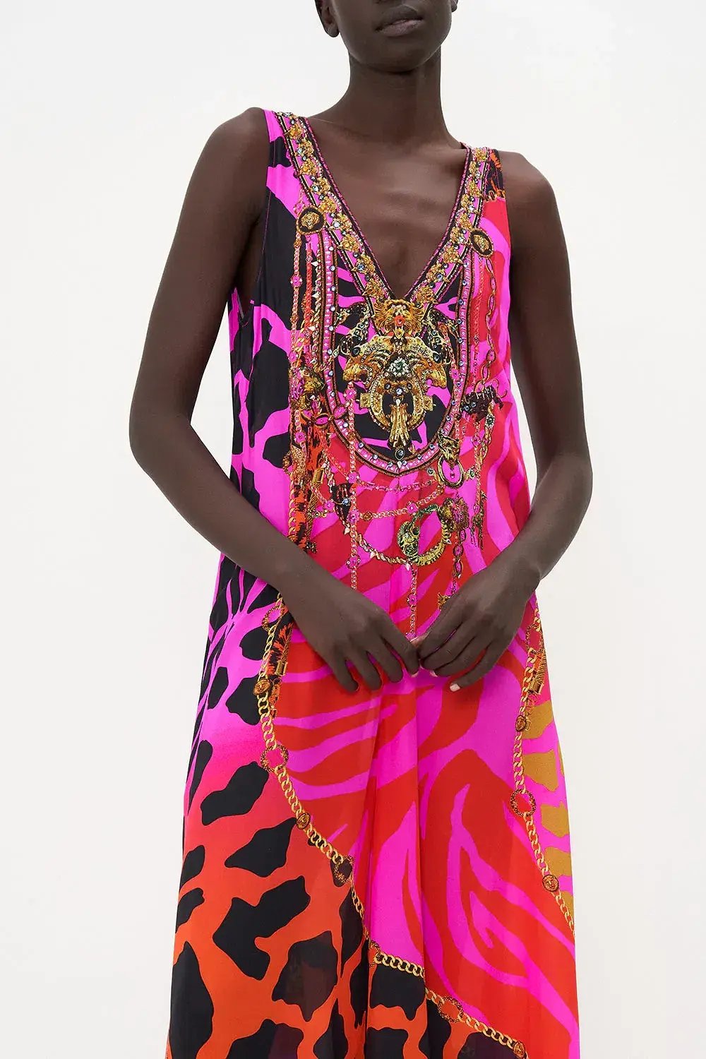 The Always Change Your Spots V Neck Flared Jumpsuit Pink Print Size S/Au 8 photo 4