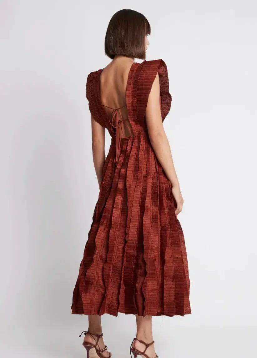 Aje Hybrid Midi Dress Burgundy Size 8 photo 2