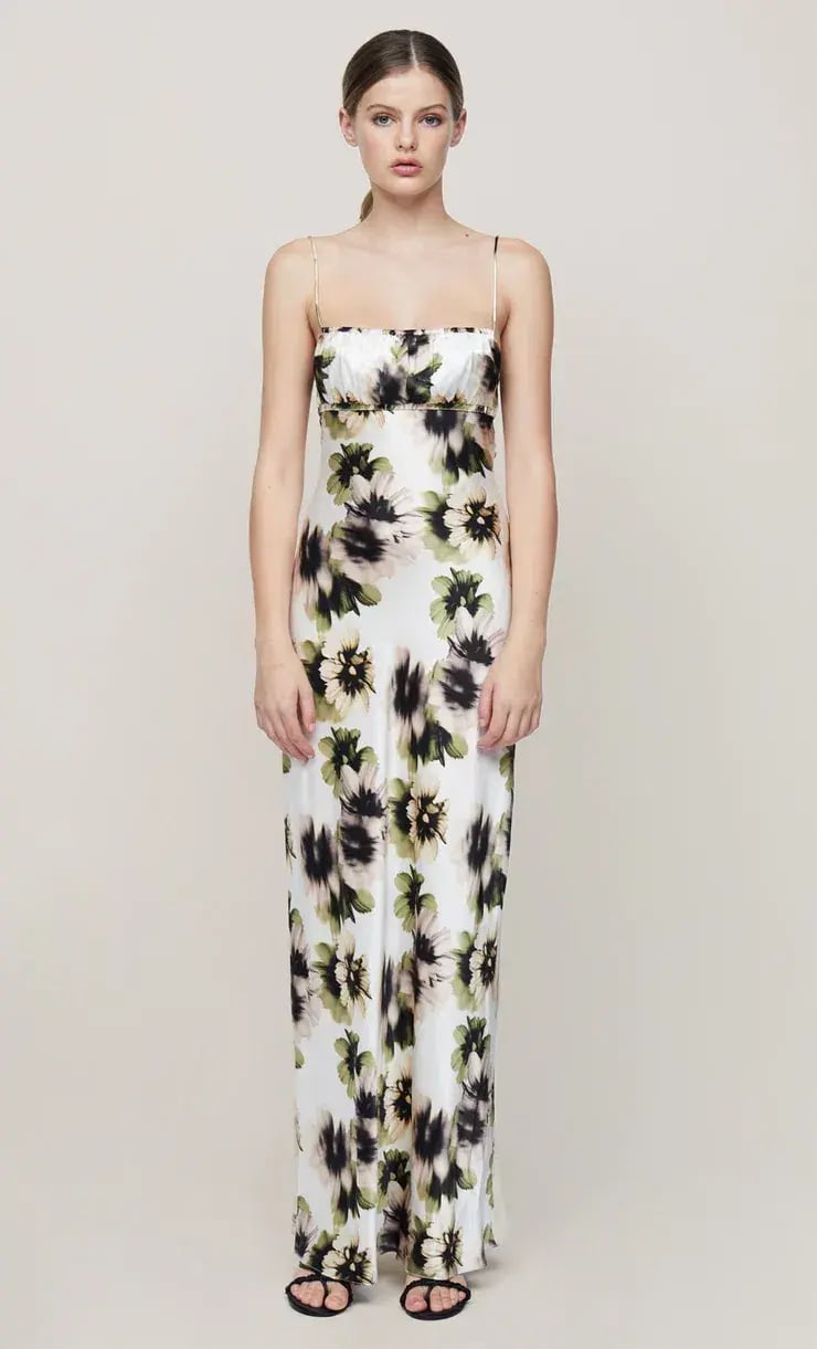 Bec & Bridge Bloom Silk Maxi Dress Ivory Floral Size 8 photo 3