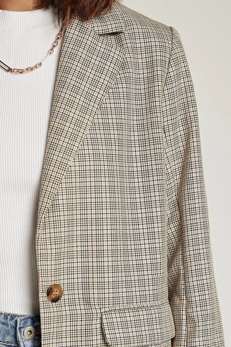 DISSH Frankie Plaid Beige Blazer Print Size 12 photo 3