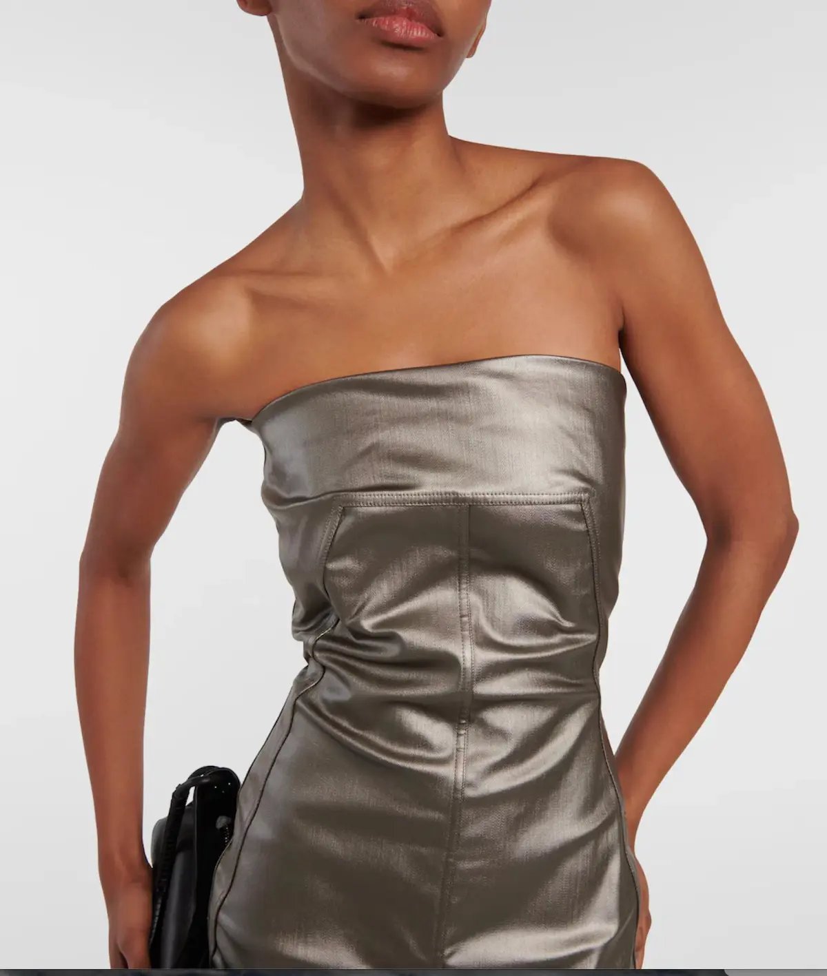 Rick Owens Lido Denim Bustier Gown Gun Metal Size 8 photo 3