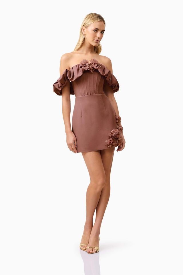 Elliatt Klara Mini Dress - Dark Taupe photo 2