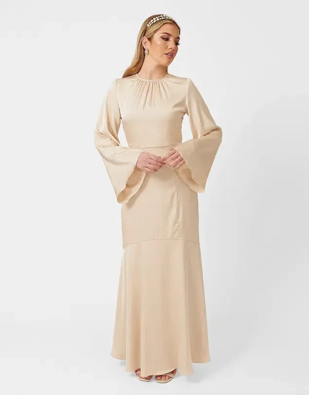 Twiice Boutique Liana Satin Maxi Dress Champagne Size 8 photo 2
