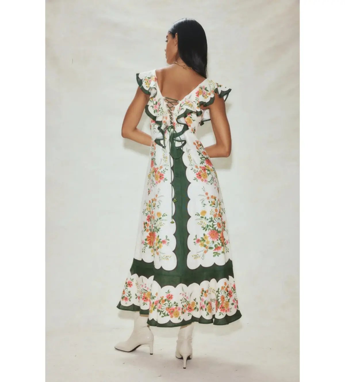 Alemais Elisabetta Ruffle Midi Dress Multi Size AU 10 photo 3