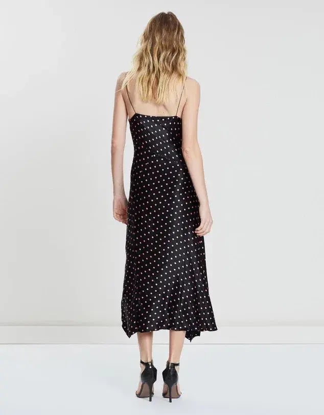 Bec & Bridge Kylie Polka Dot Satin Midi Slip Dress Black AU 6 photo 2
