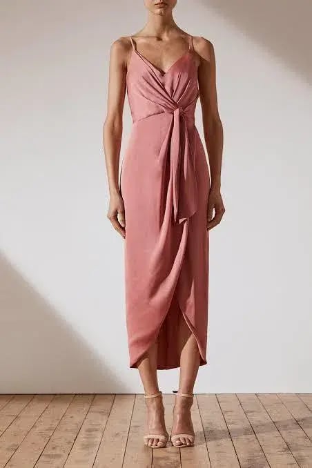 Shona Joy Luxe Tie Front Cocktail Dress Pink - Size 12 photo 3