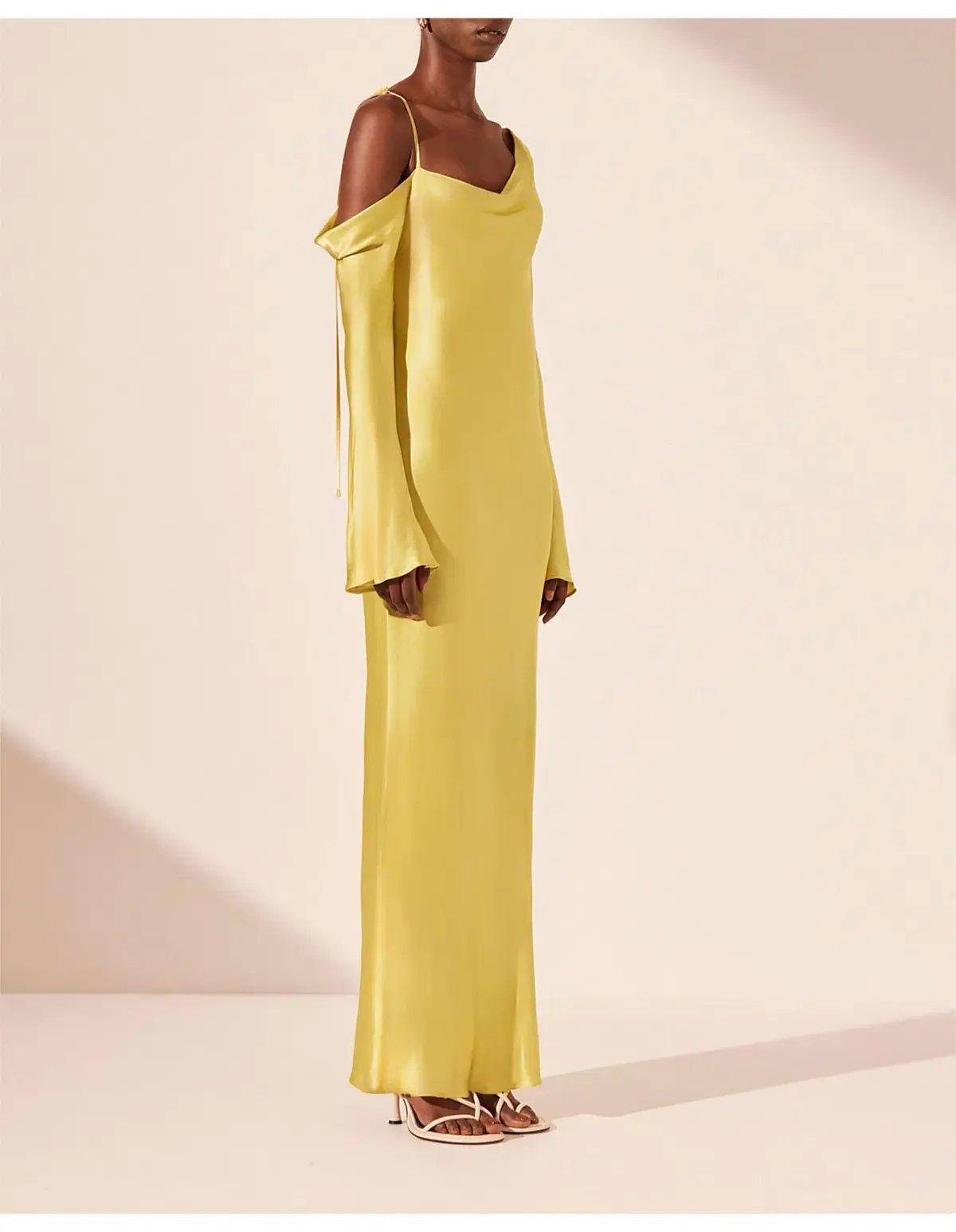 Shona Joy Sofia Asymmetrical Long Sleeve Maxi Dress Lime Size 8 photo 3