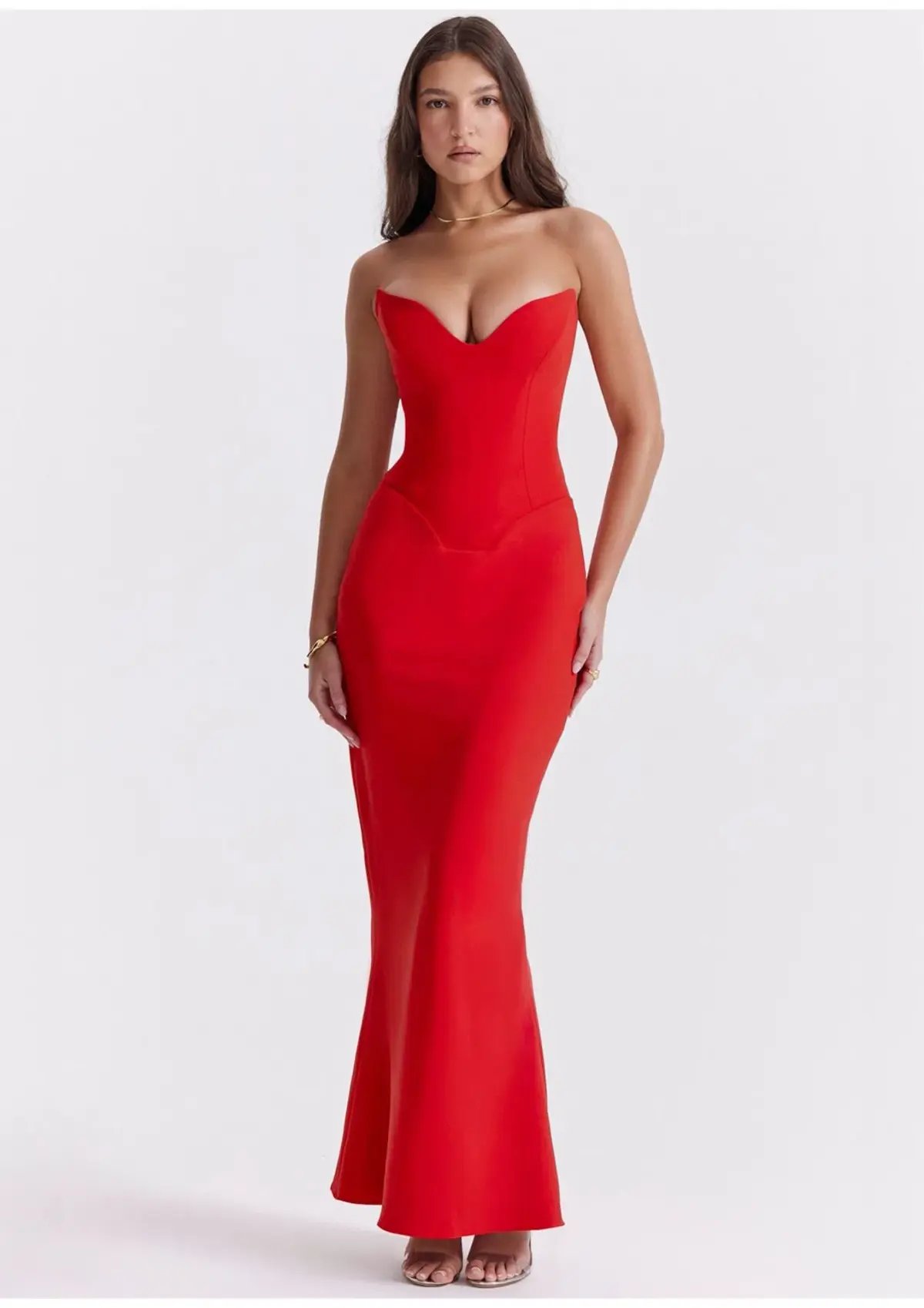 House of CB Tamara Strapless Maxi Dress Cherry Red Size XS / AU 6 photo 2