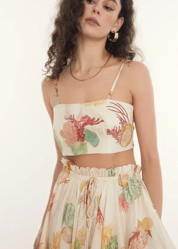 ROOH Collective Summer Crop and Maxi Skirt Set in La Mer Print Size S / AU 8 photo 2