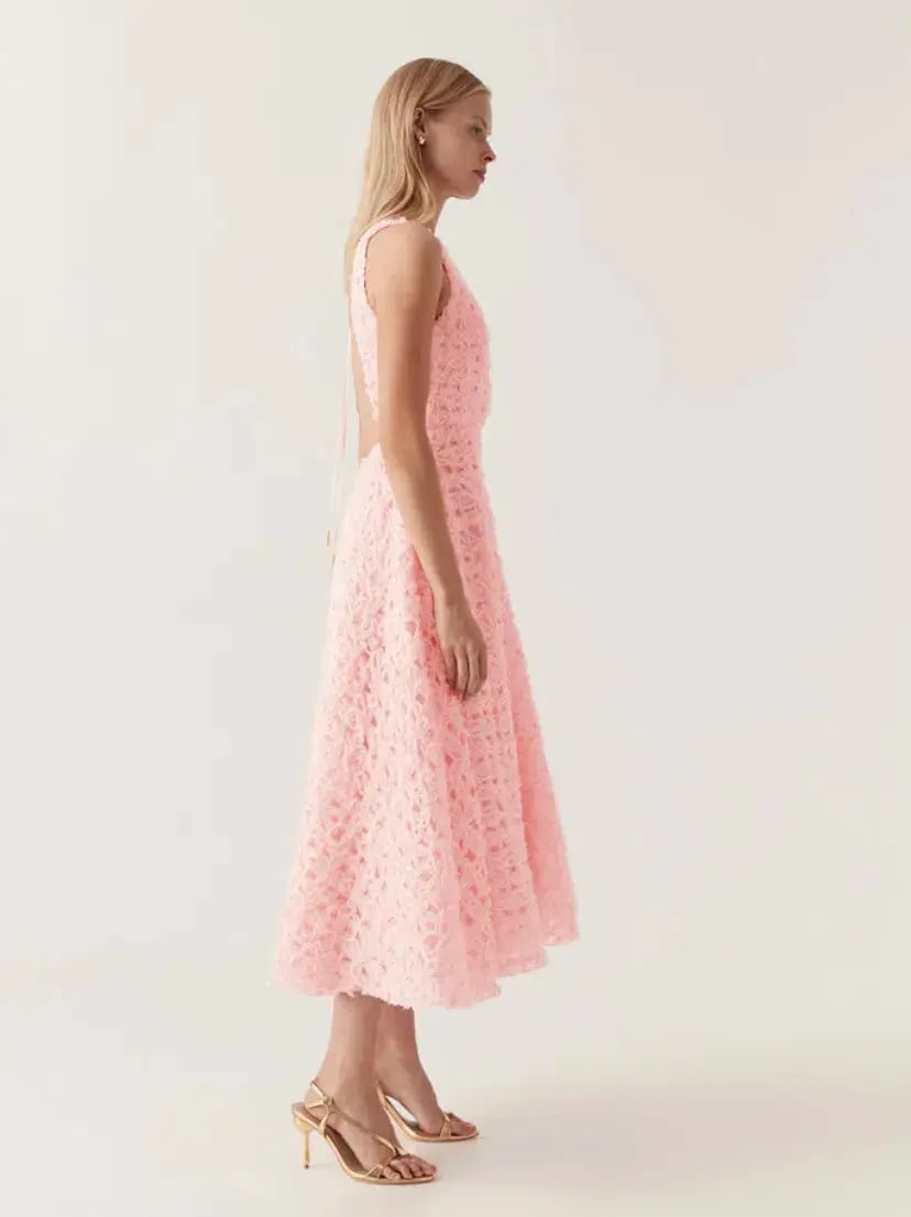 Aje Quintette Backless Midi Dress in Soft Pink Size 8 photo 2