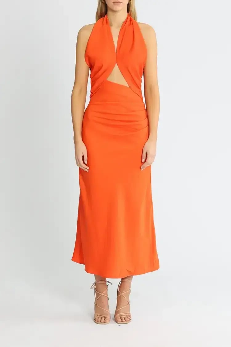 Misha Linnea Midi Dress Orange Size 10/M photo 4