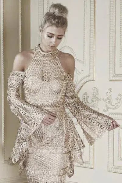 Thurley Sonnet Mini Dress Gold Size 6 photo 2