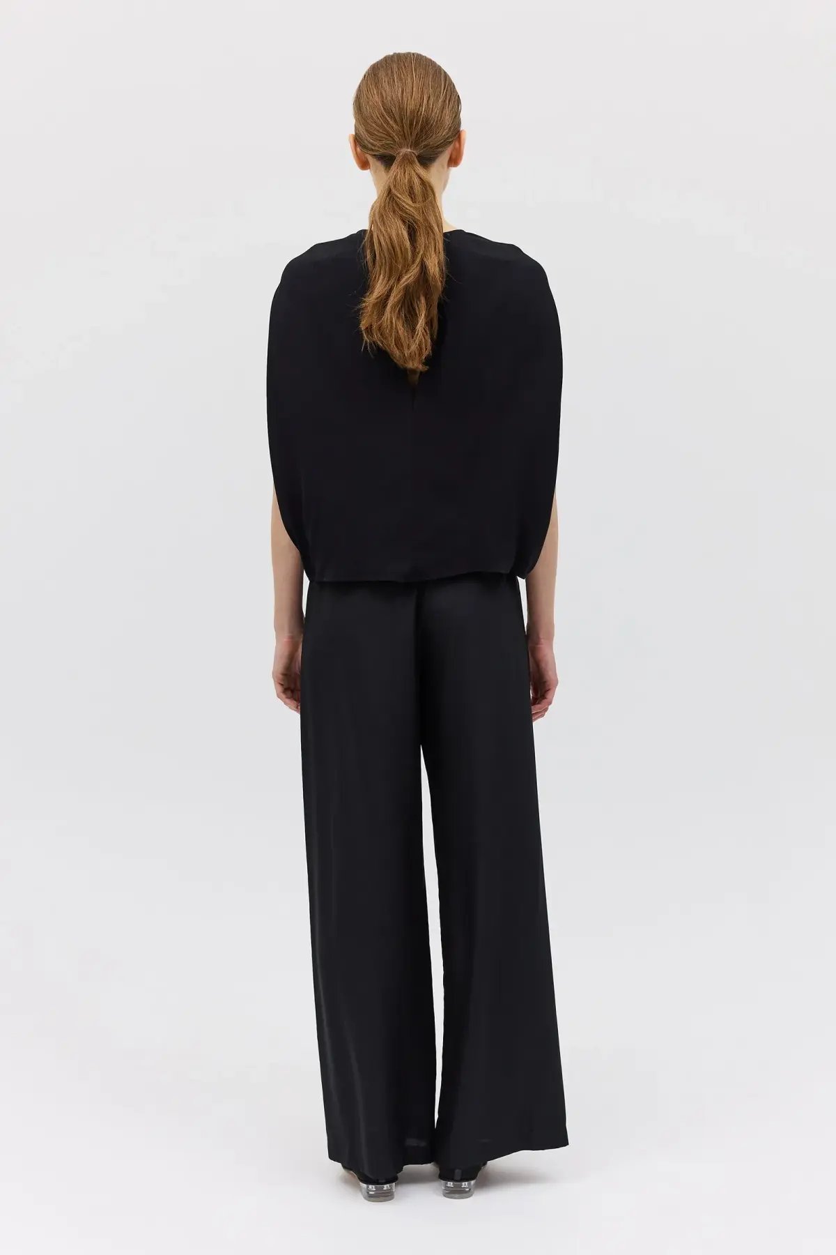 Bianca Spender Crepe Crawford Top Black Size 8/S photo 7