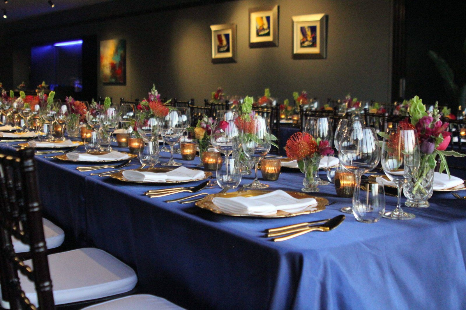 Navy Blue Satin Square 90" Tablecloth Overlay photo 2