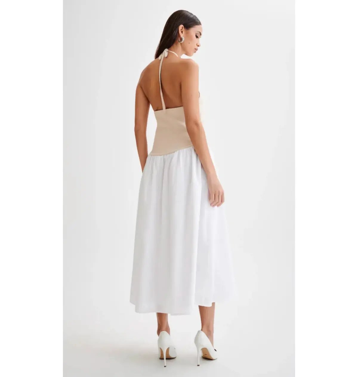 Meshki Katie Knit Linen and Midi Dress Natural/White Size XS / AU 6 photo 6