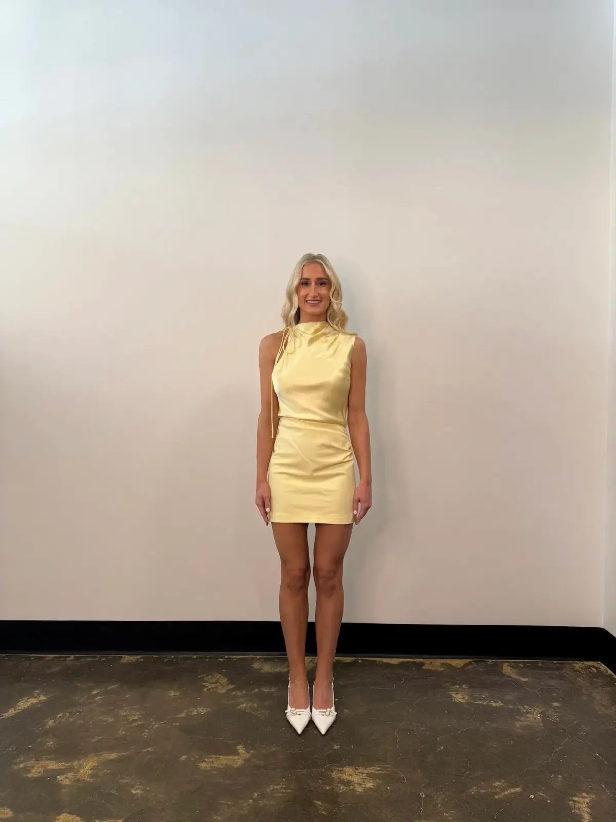 Shona Joy Dillon Cowl Mini Dress Yellow Sorbet Size 6 photo 2