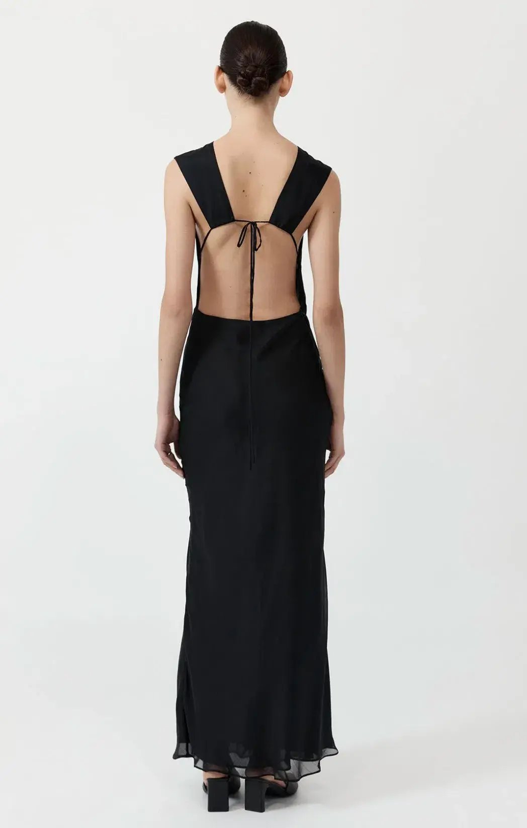 St Agni Pinstripe Silk Maxi Dress in Black Size 6 photo 4