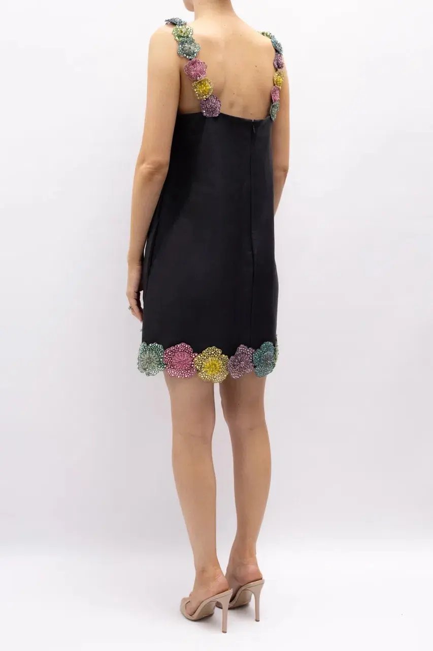 ALEMAIS Lolita Floral Beaded Mini Dress Black 10 AU photo 5