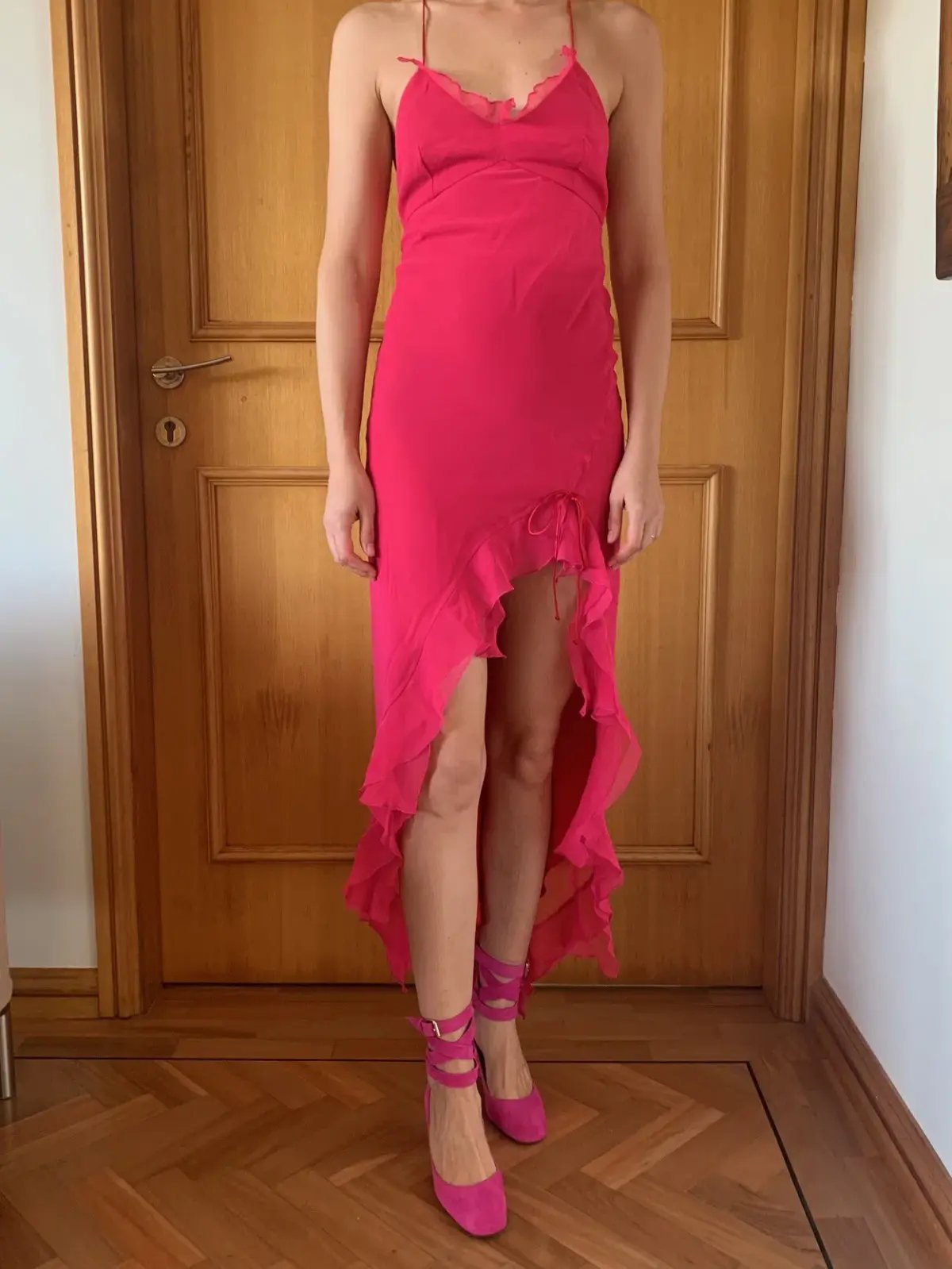 Eileen Kirby Frill Dress Pink Size 8 photo 3