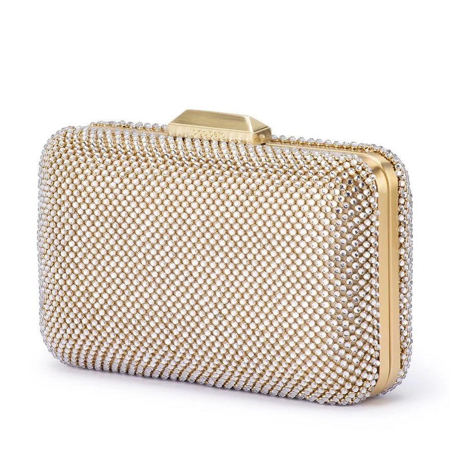 Olga Berg Ronny Crystal Mesh Clutch - Champagne photo 3