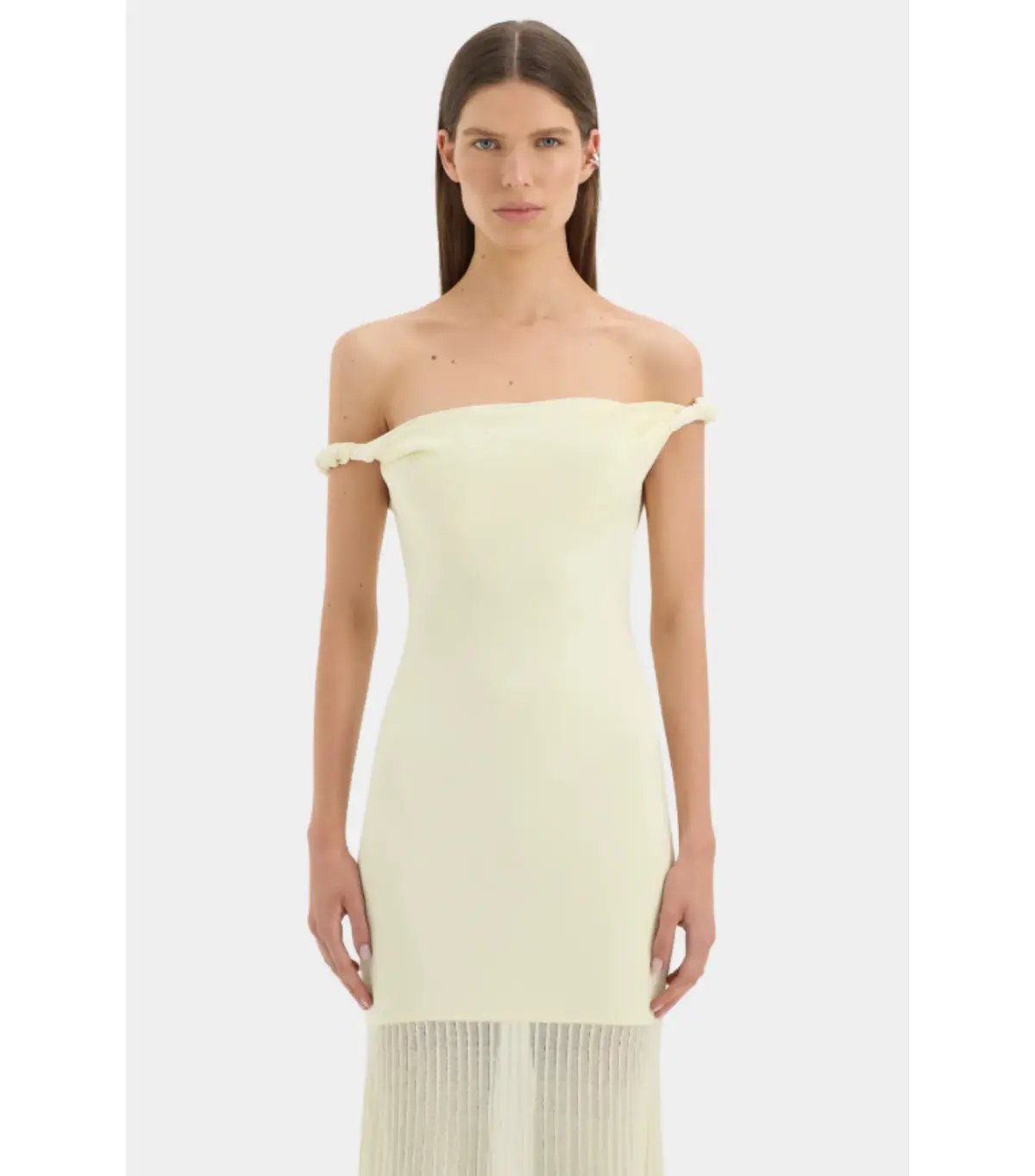 Sir the Label Ella Off Shoulder Twist Dress in Lemon Sorbet Size 10 photo 4