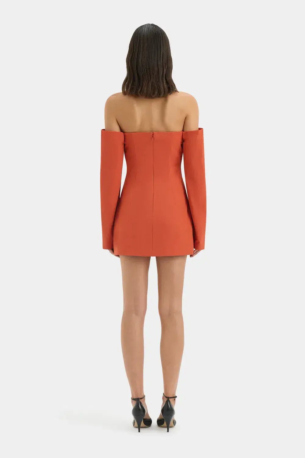 Sir the Label Rossana Off Shoulder Mini Dress Terracotta Size OP photo 2