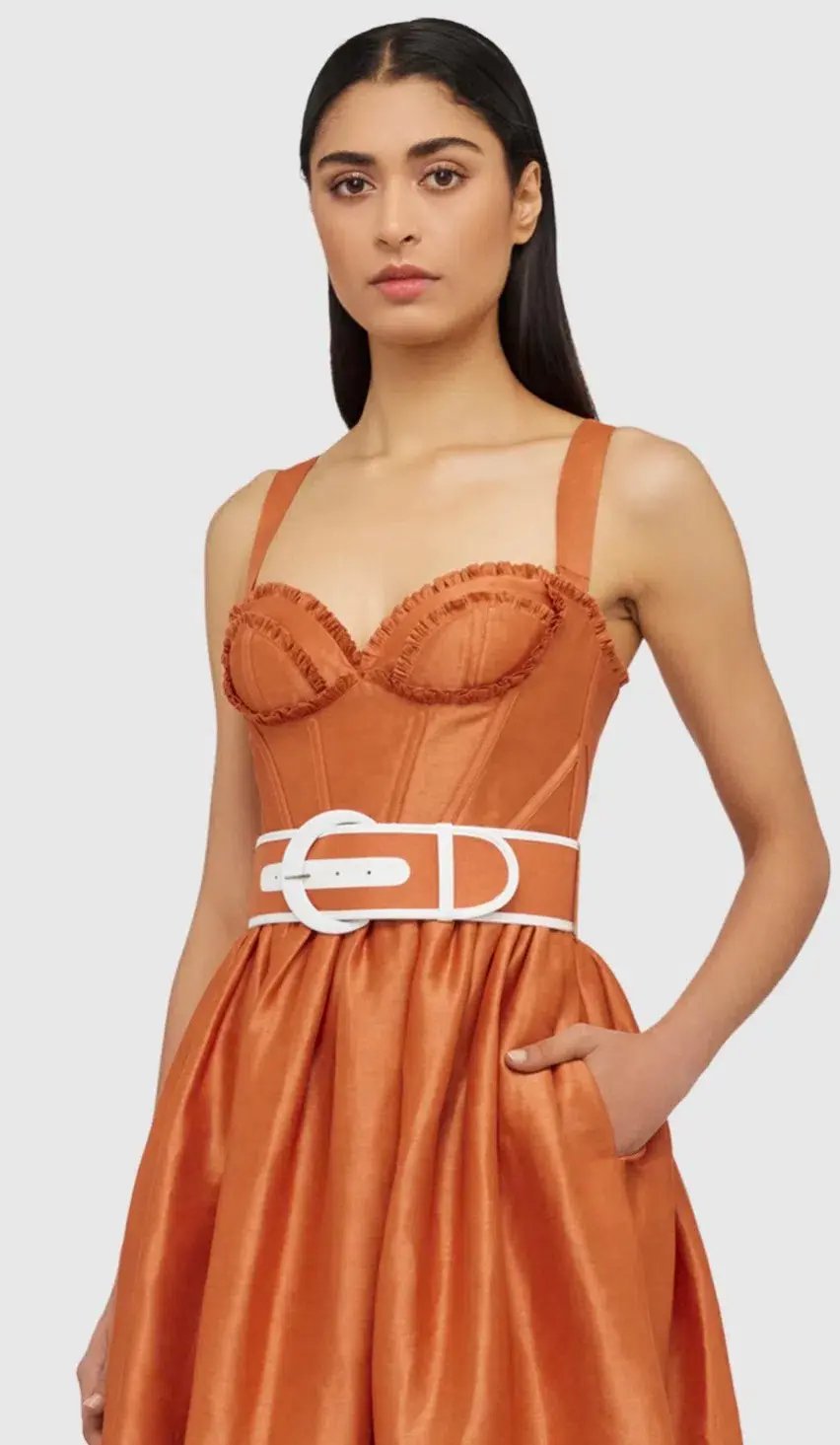 Leo Lin Suffolk Bustier in Cinnamon Orange in Size 10 photo 3