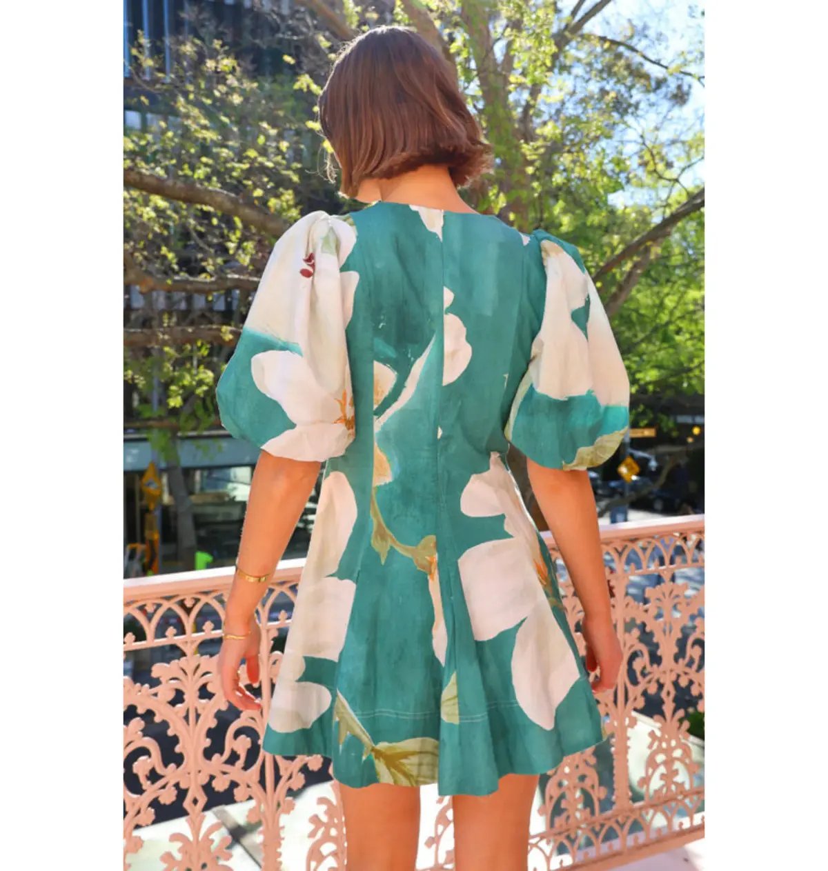 By Nicola Wavy Mini Dress in Pine Green Floral Size AU 12 photo 3