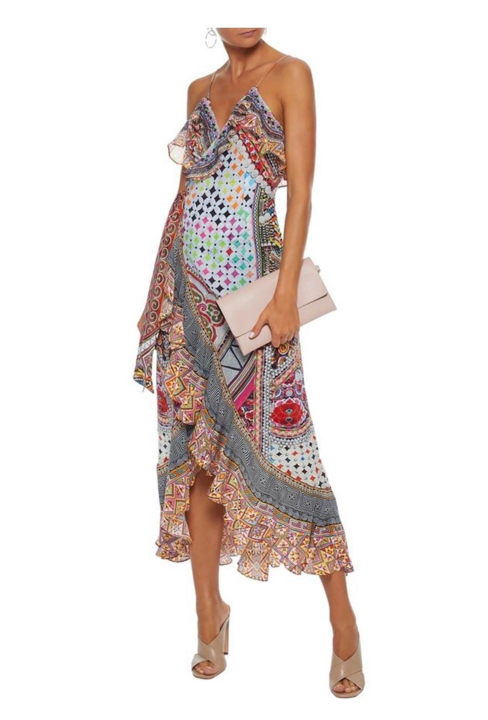 Camilla Girls Club Wrap Frill Midi Dress Multi Size 10 photo 5