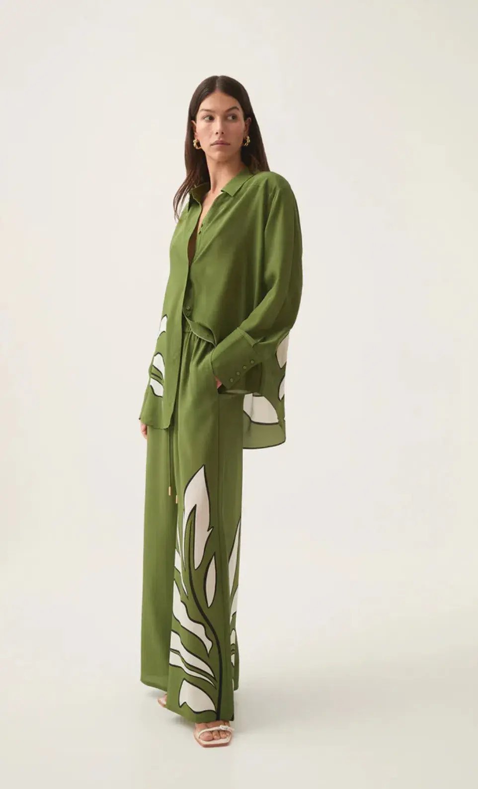 Aje Planetary Silk Oversized Shirt & Pants Set Size 12 photo 3