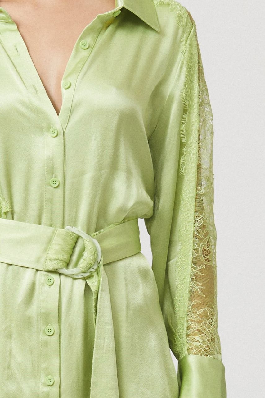 SUBOO NICKY MINI SHIRT DRESS - CELERY GREEN photo 3