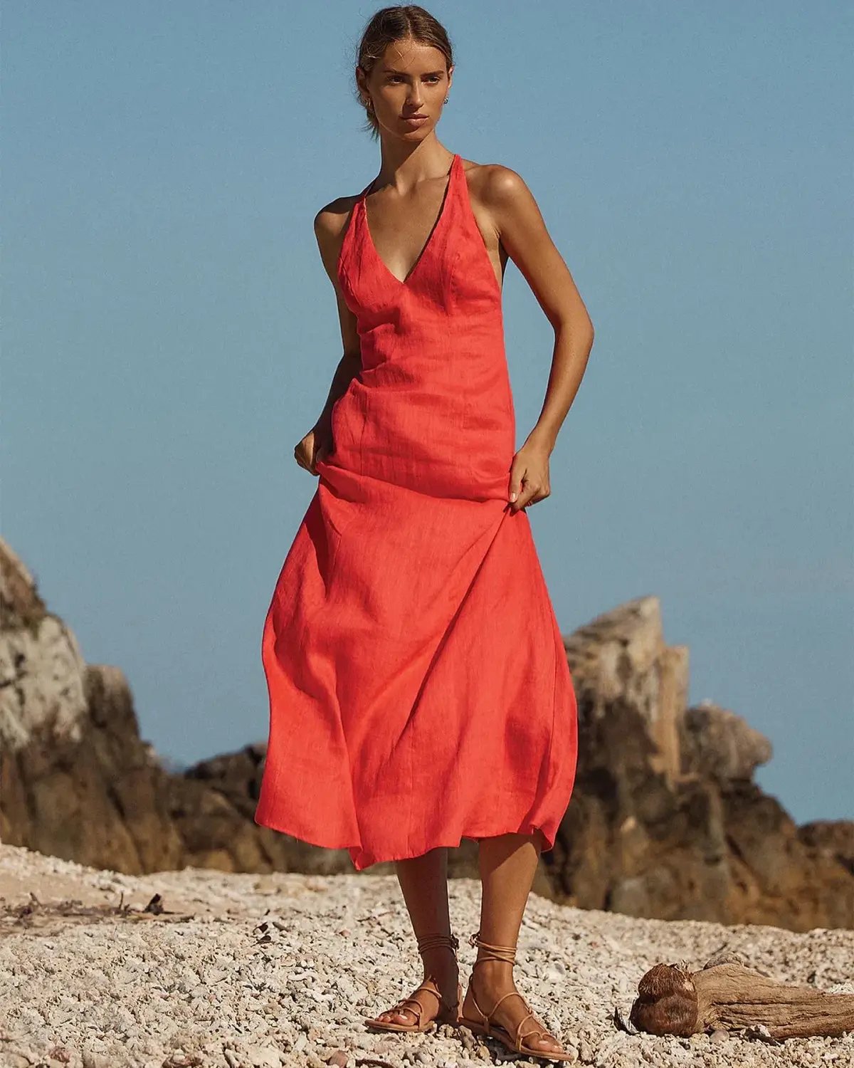 Kookai Tahiti Ring Back Dress In Candy Red Size 8 photo 3