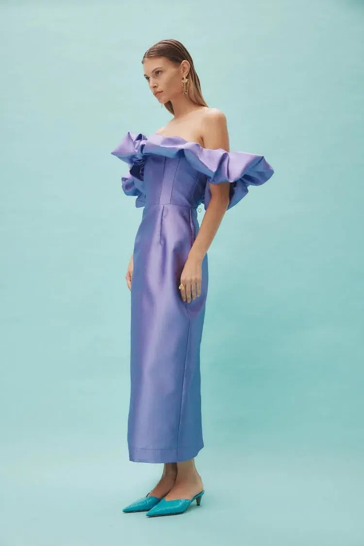 Alemais Suzi Off Shoulder Midi Dress Purple Size 14 photo 2