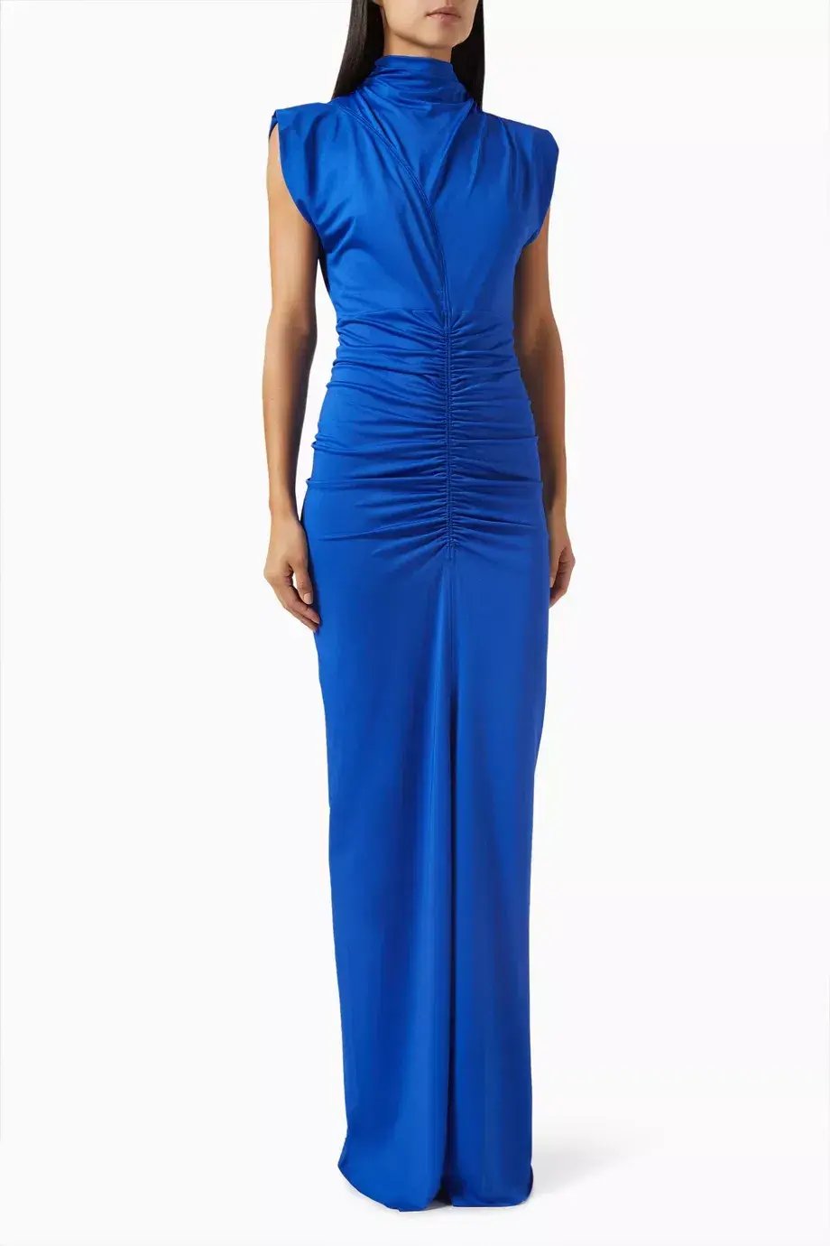 Victoria Beckham Ruched Jersey Column Gown Royal Blue Size 8 photo 2