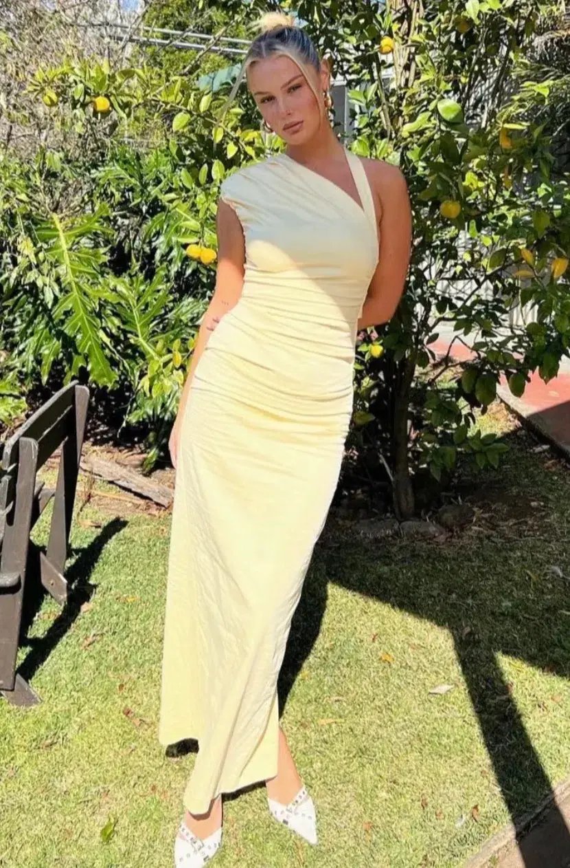 Sir the Label Giacomo Gathered Gown Butter Yellow Size 8 photo 7