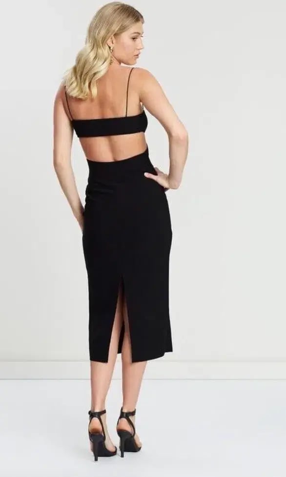 Bec & Bridge Elle Cut Out Midi Dress Black Size AU 6 photo 3