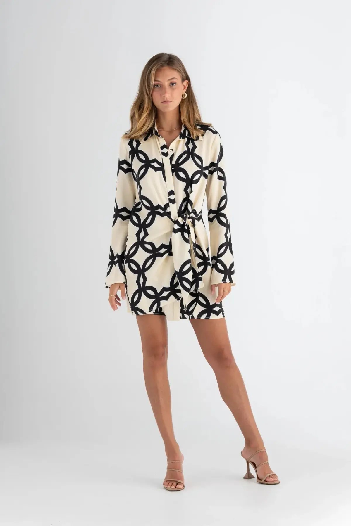 Pasduchas Covert Shirt Mini Dress Quatrefoil Print Size 14 photo 3