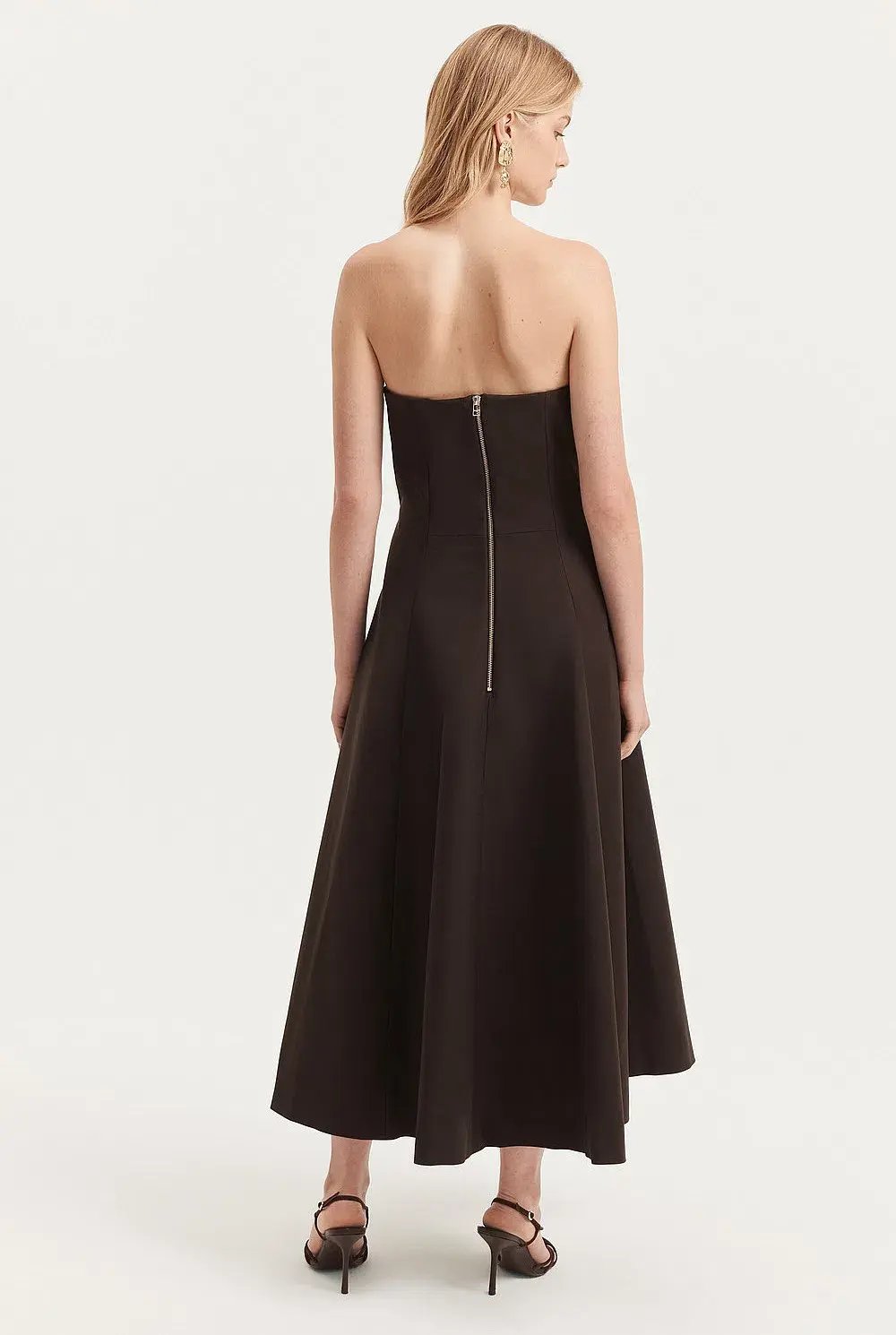 Country Road Strapless Fit and Flare Midi Dress Brown Size 10 photo 3