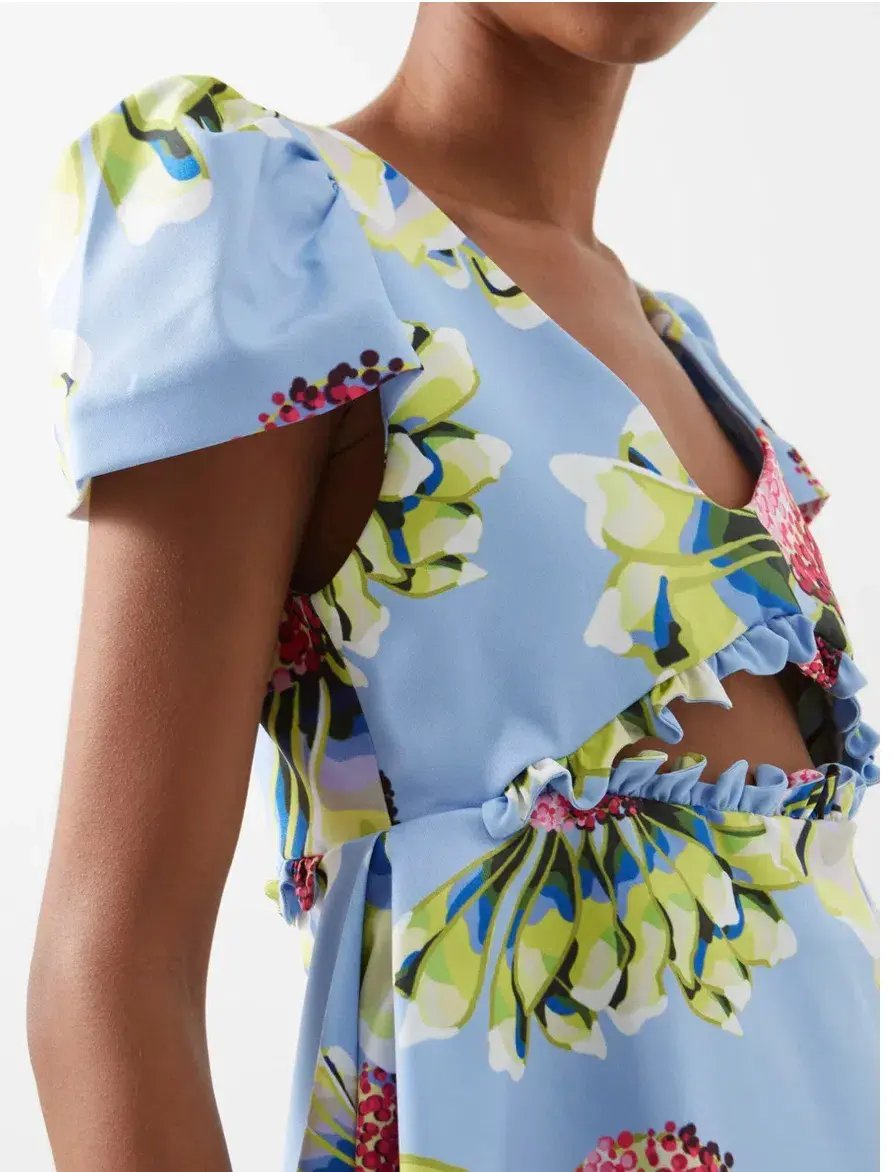 Kika Vargas Judith Tafffeta Dress Floral Print Size XS / AU 6 photo 2