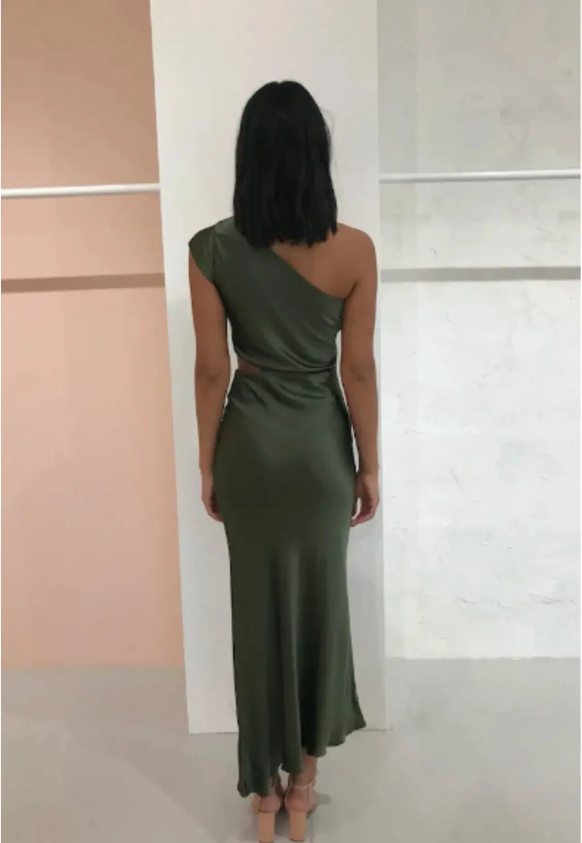 Bec & Bridge Delphine Asymmetric Midi Dress Green Size 6 photo 4