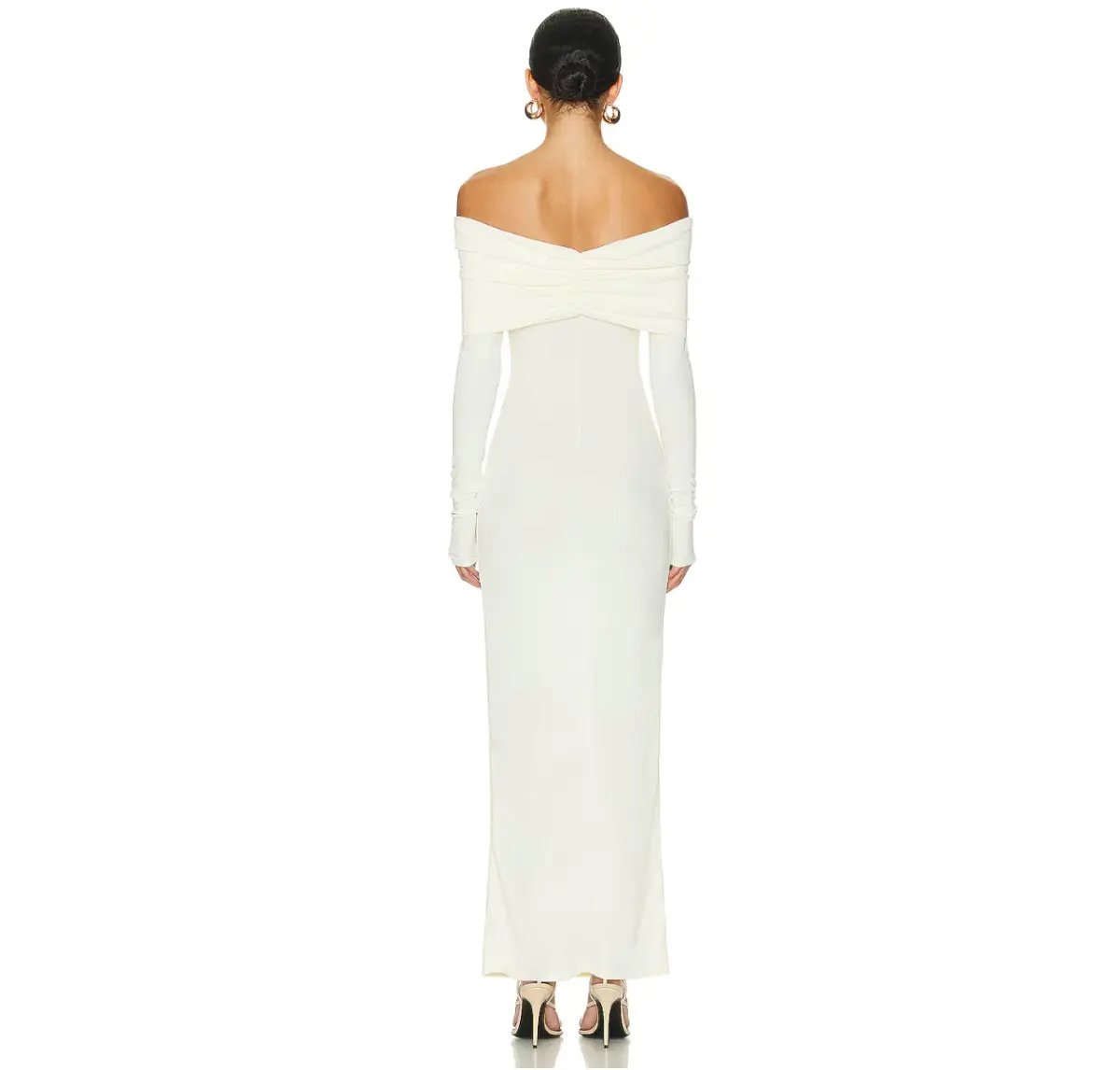 Helsa Matte Jersey Off Shoulder Maxi Dress Ivory Size L / AU 12 photo 3