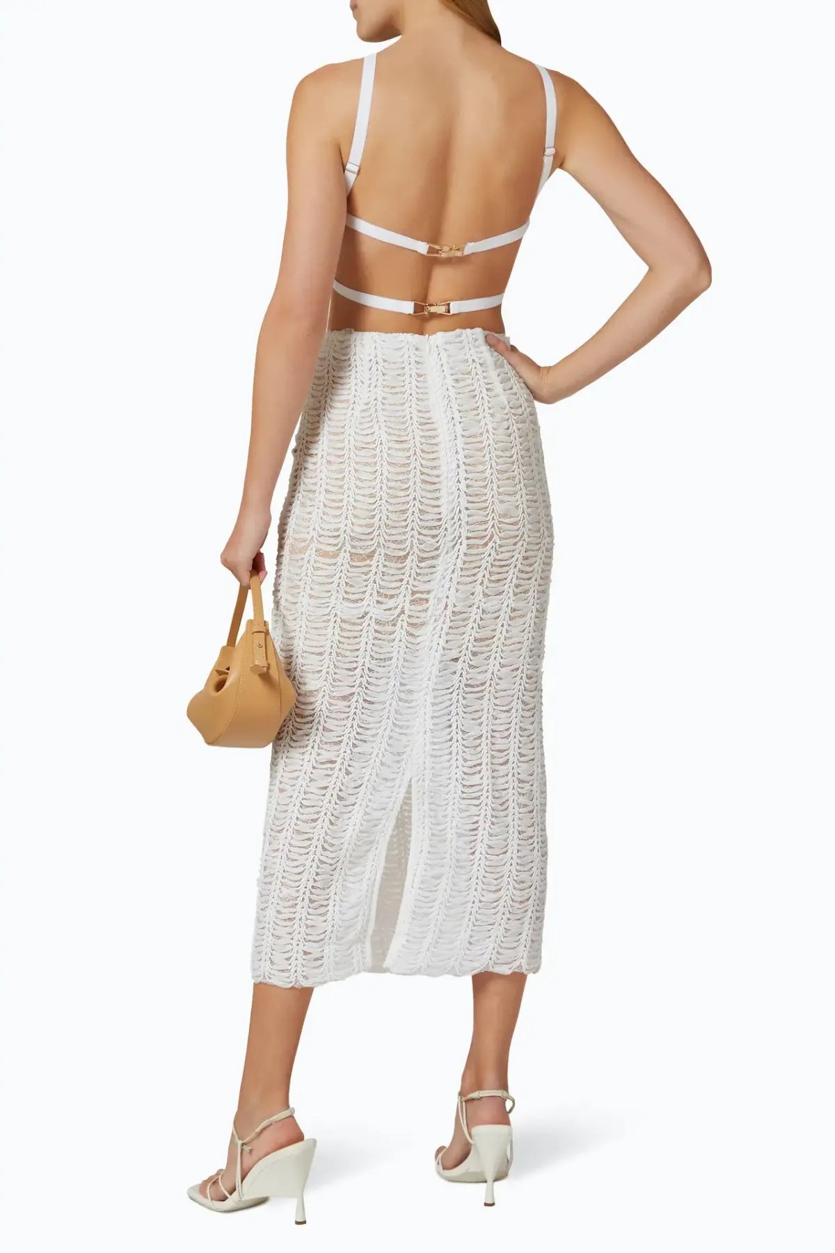 Elliatt Malina Lace Tulle Midi Dress in Ivory Size S / AU 8 photo 2