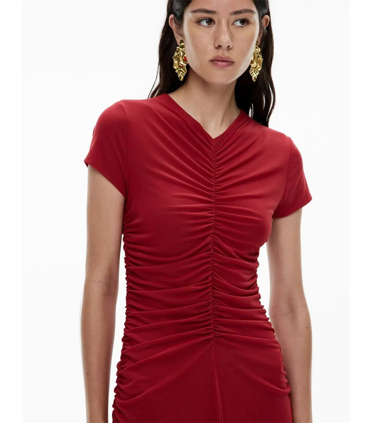 Witchery Gather Mesh Midi Dress Ruby Size AU 12 photo 3