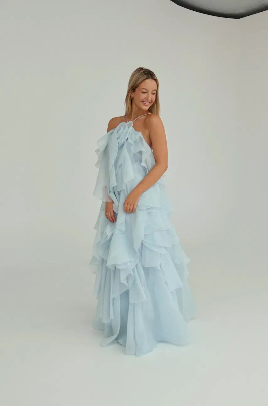 Aje Pandorea Layered Maxi Dress Silver Blue Size AU 8 photo 3