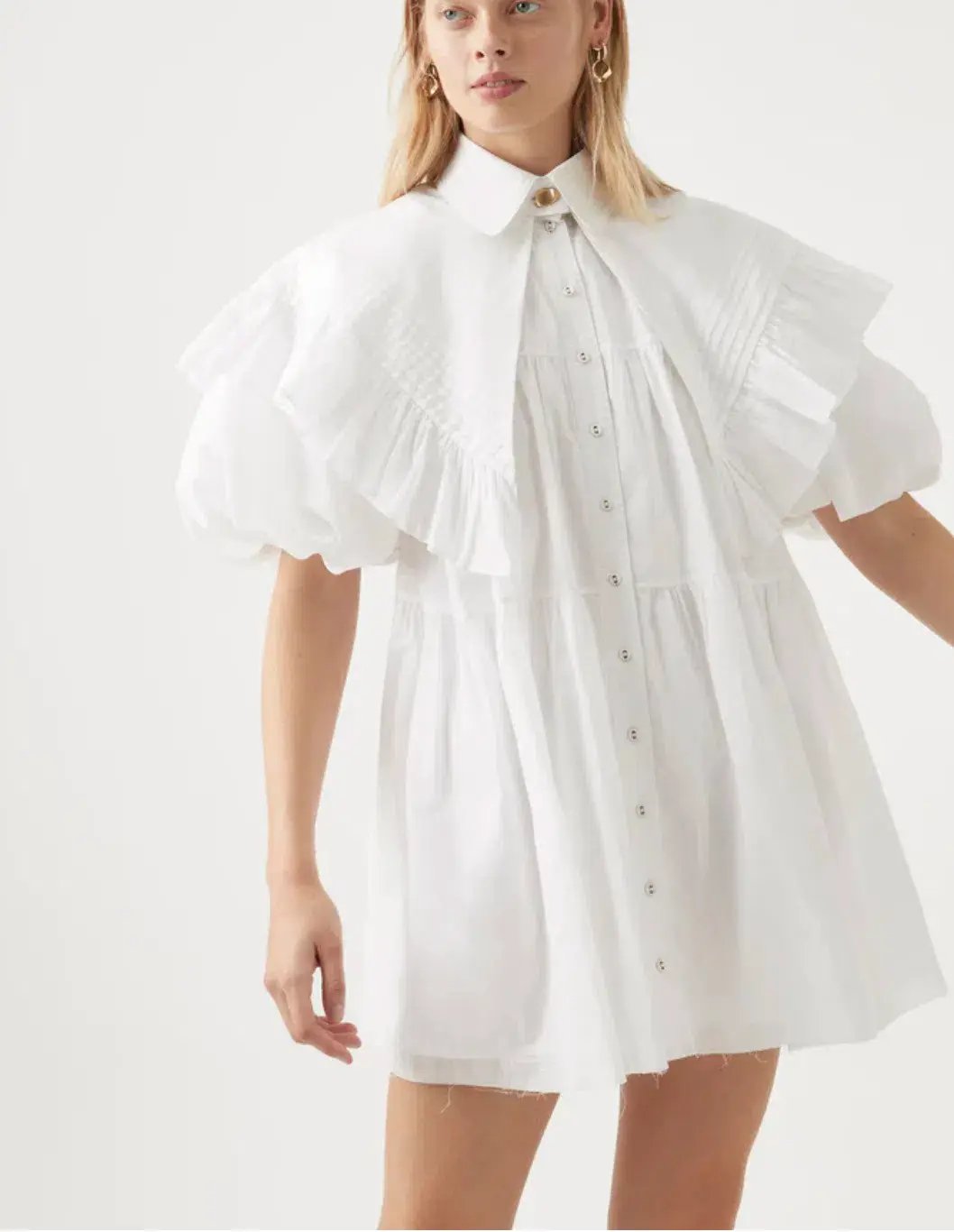 Aje Pablo Bib Smock Mini Dress Ivory Size 8 / S photo 2