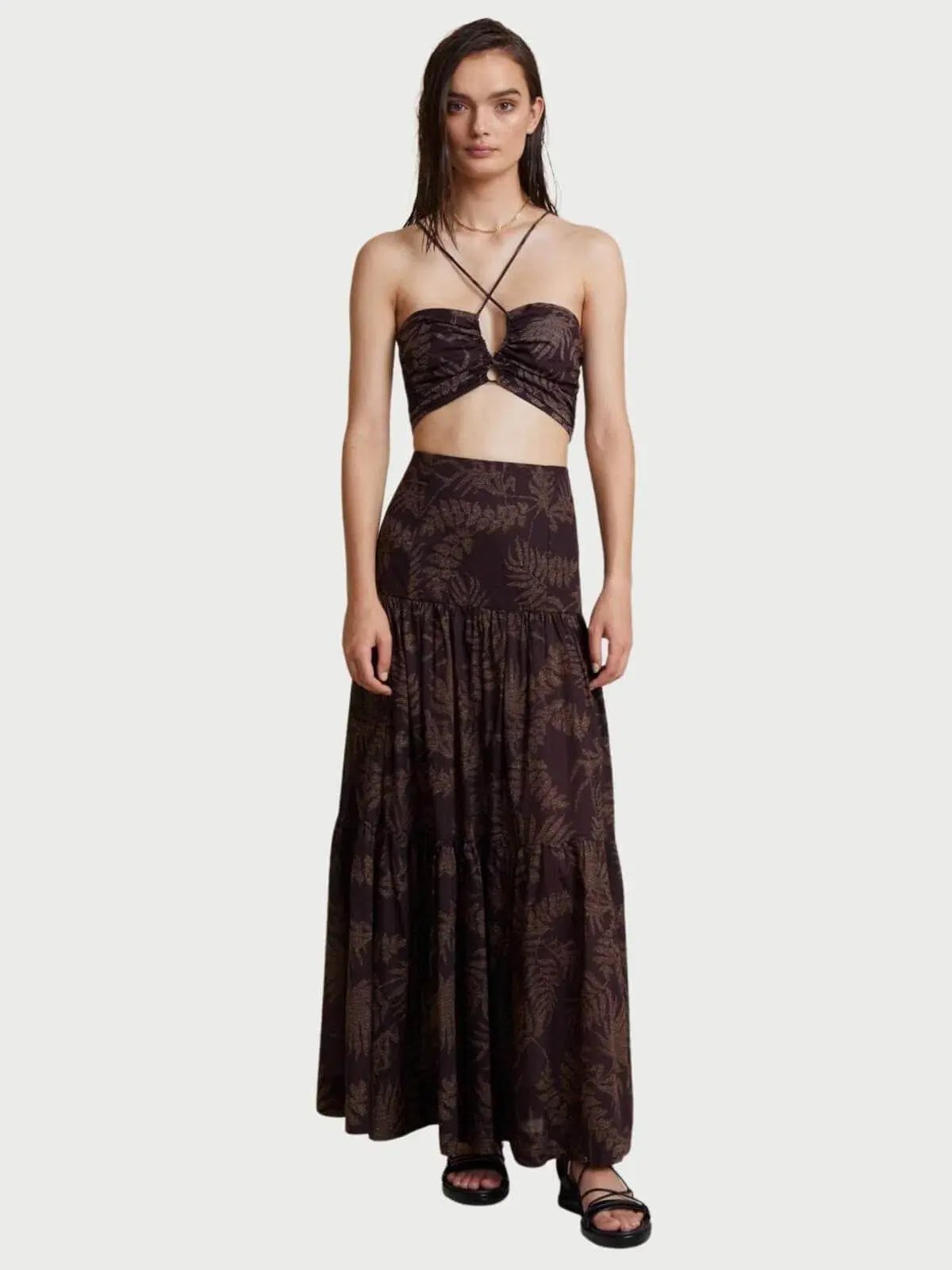 Bec & Bridge Desert Palm Top and Maxi Skirt Set Print Size 8 photo 4