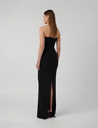 Effie Kats Monroe Strapless Crepe Floor Length Gown Black Size 6 photo 4