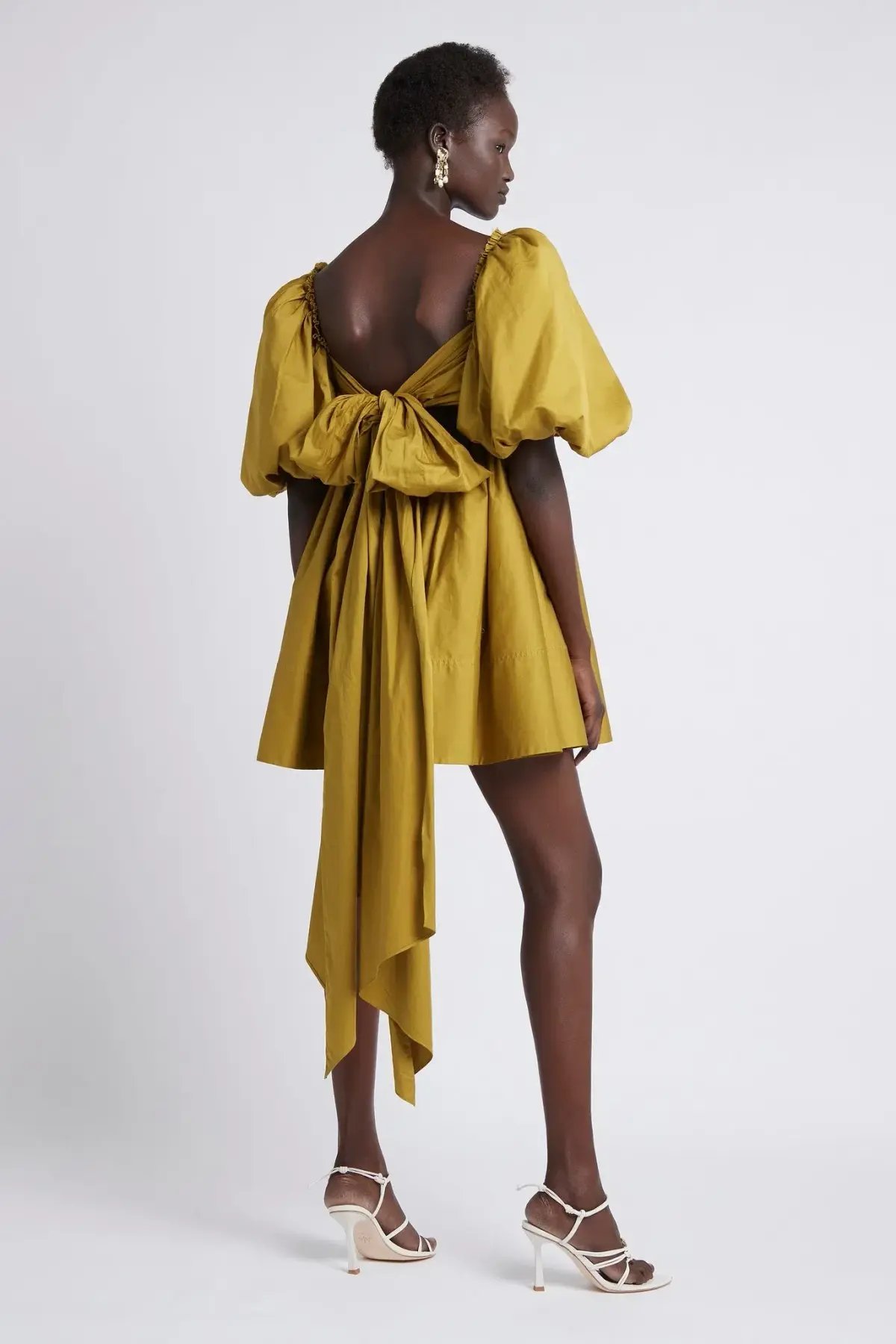 Aje Casabianca Puff Sleeve Mini Dress Olive Green Size 6 photo 2
