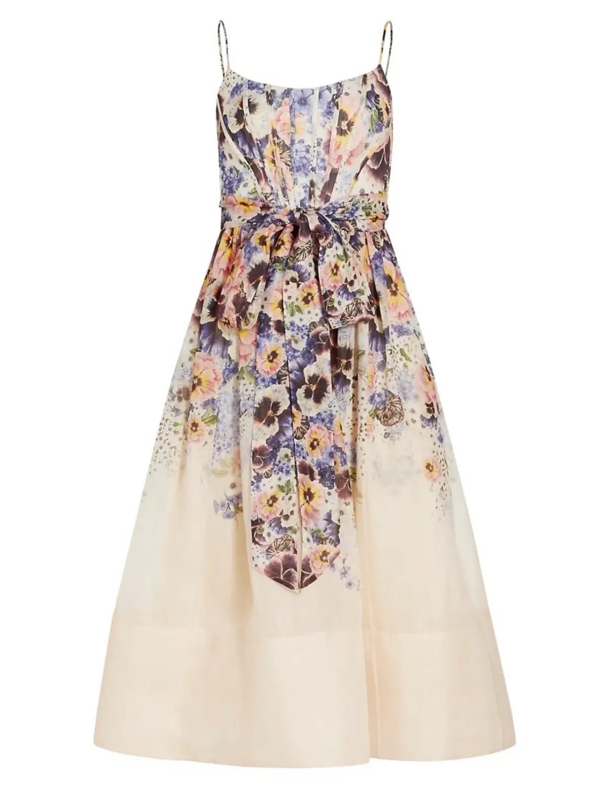 Zimmermann The Tama Corset Midi Dress in Purple Pansy Print Size 1/Au 10 photo 3