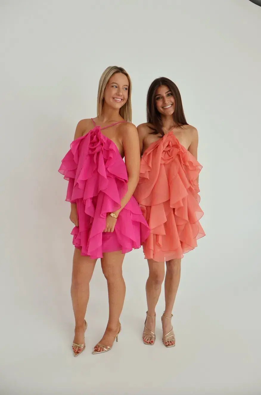 Aje Pandorea Layered Mini Dress Fuschia Pink Size 10 photo 2